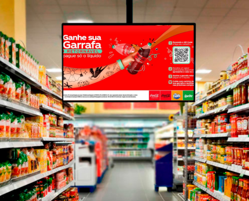 TV exibindo publicidade de fornecedores